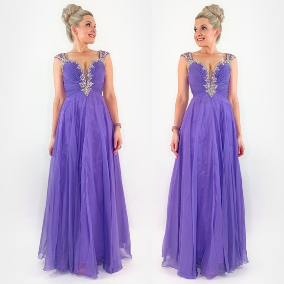 Purple Rhinestone Glam Pageant Prom Dress - Picture 3 of 8